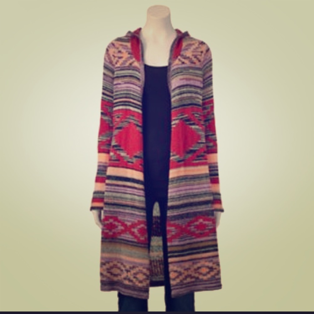 Long hooded cardigan